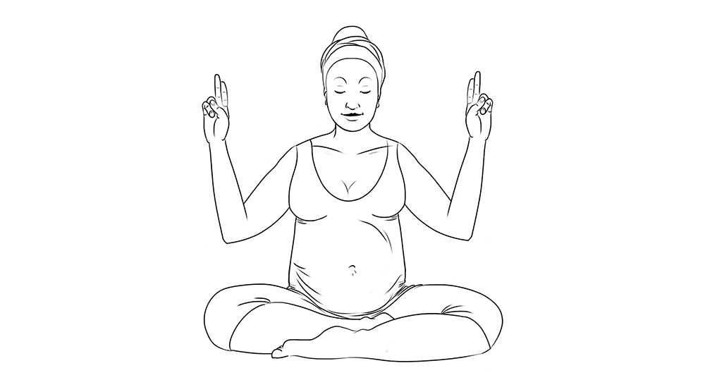 dessins d'une femme enceinte pratiquant le yoga