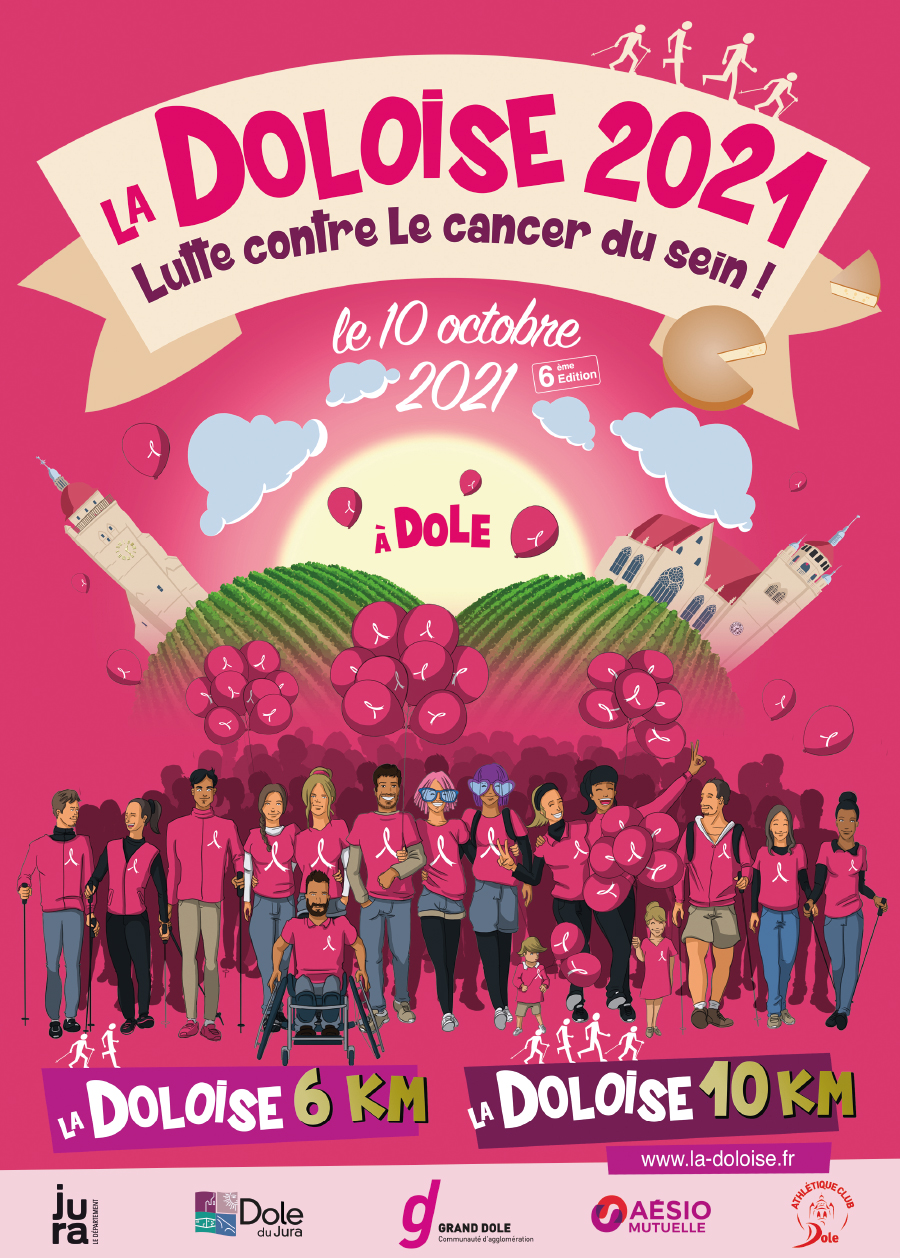 Marathon-jura_03 affiche colorée la Doloise pour la marche rose