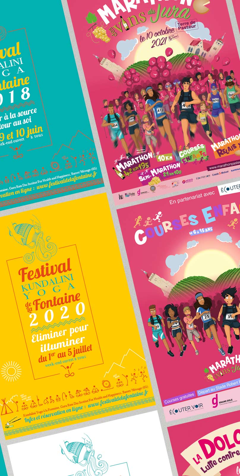 PLANCHE-GRAPHISME_04 Affiches colorée et illustrée