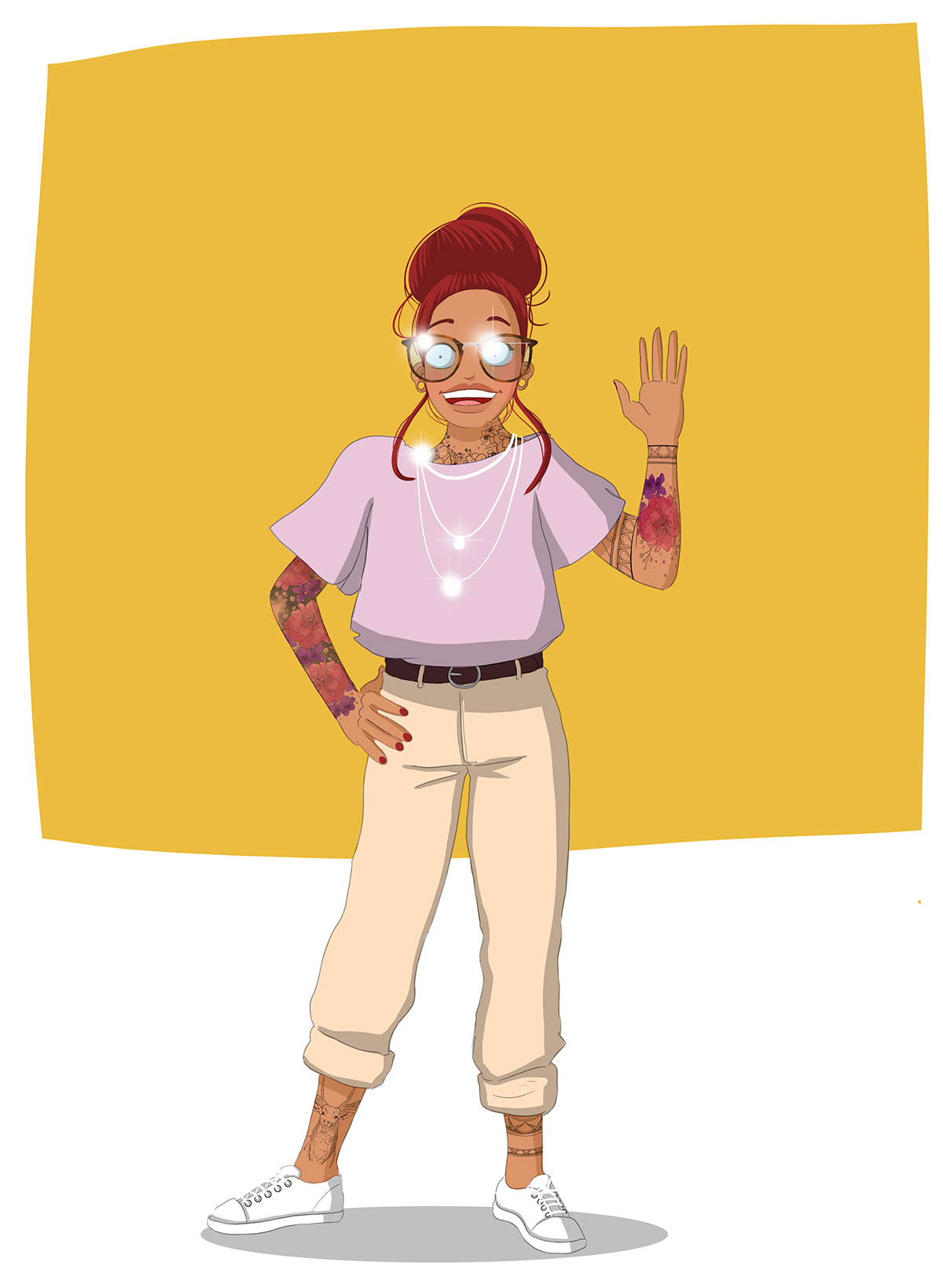 elle réceptionniste dessin personnage