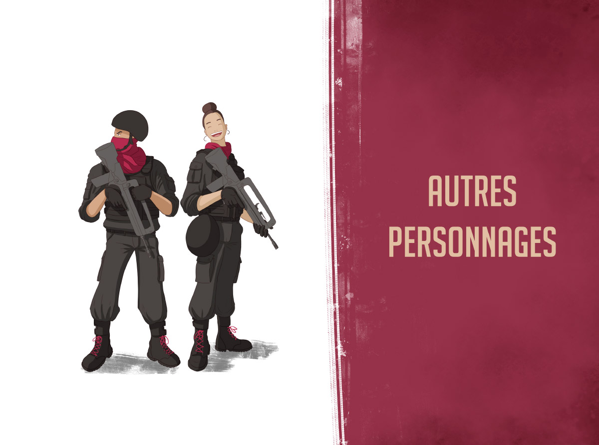 personnages_BD-12 un homme et une femme d'une milice armée